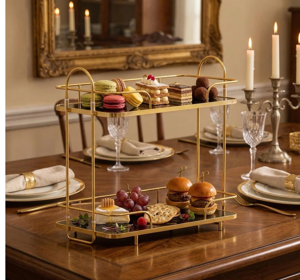 2-Tier Golden Rectangular Organizer