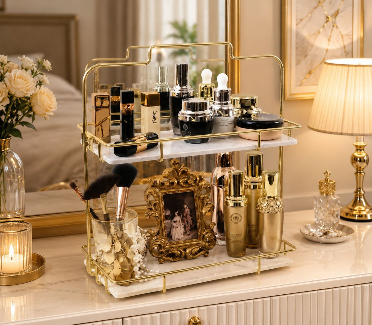 2-Tier Golden Vanity Rack