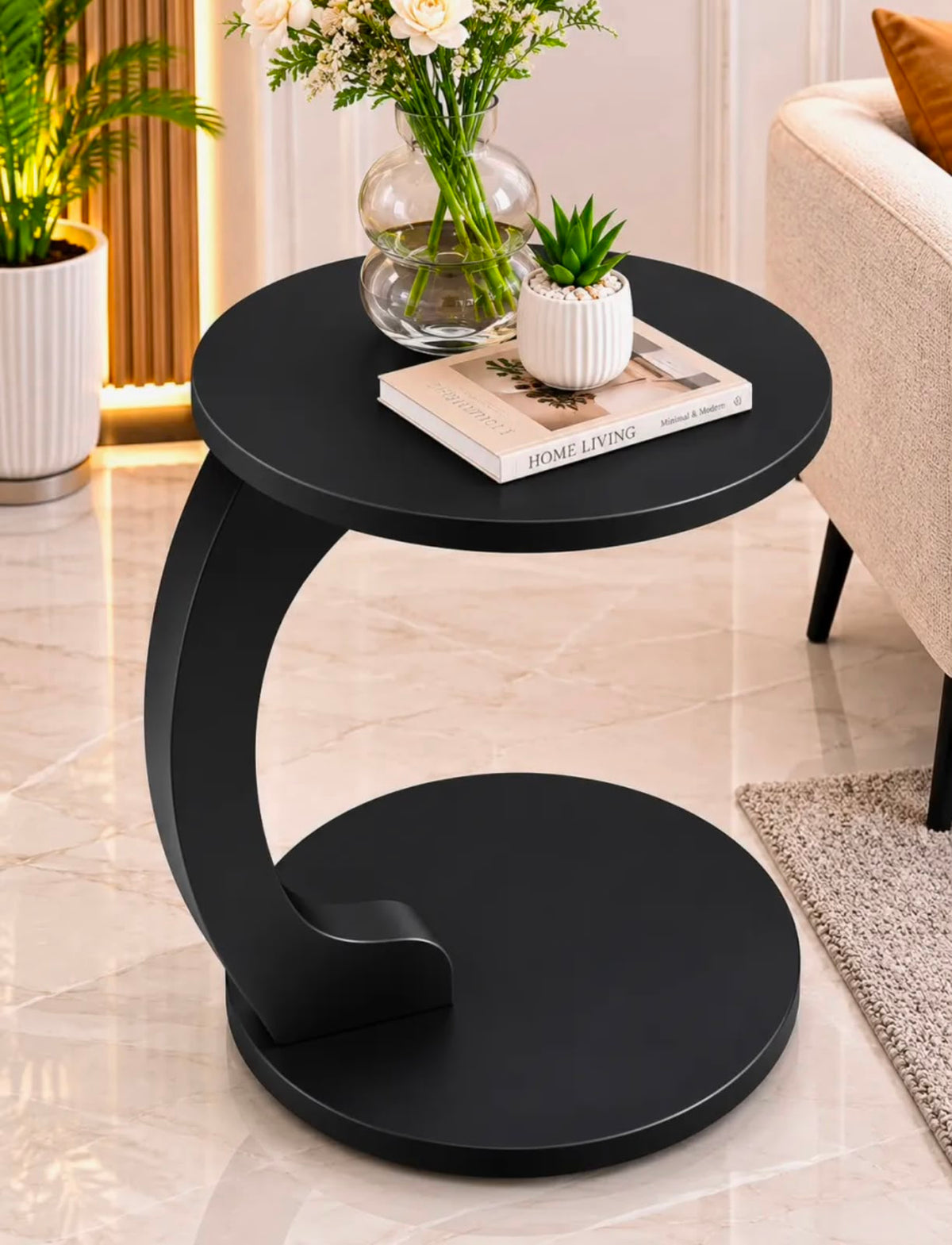 Modern Wooden C-Type Side Table