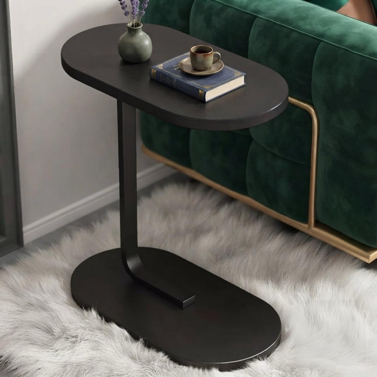 Modern Oval C-Shaped Side Table