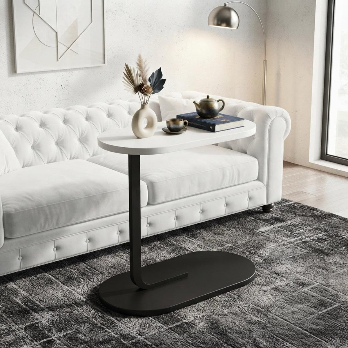 Modern Oval C-Shaped Side Table
