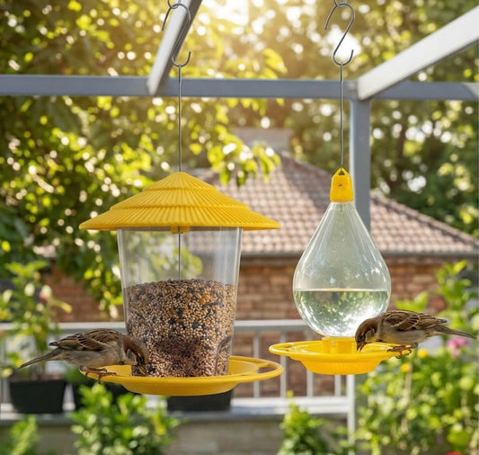 2-in-1 Hanging Bird Feeder & Water Drinker Set