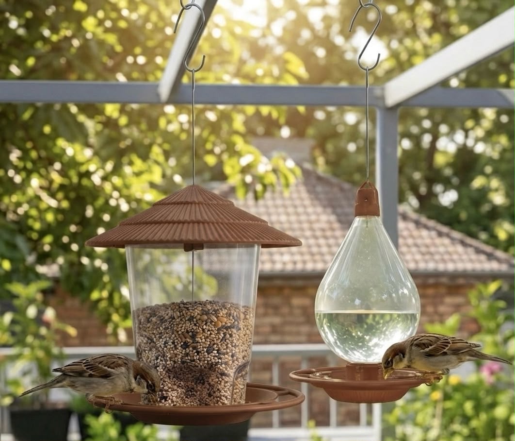 2-in-1 Hanging Bird Feeder & Water Drinker Set