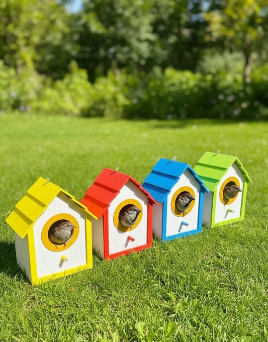 PVC Bird House with Gold Entry Ring
