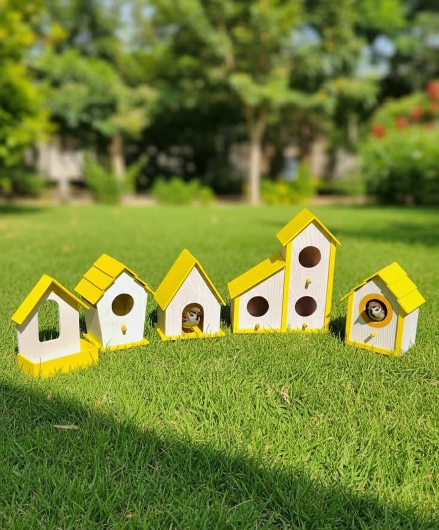5-Piece Outdoor PVC Bird House Set
