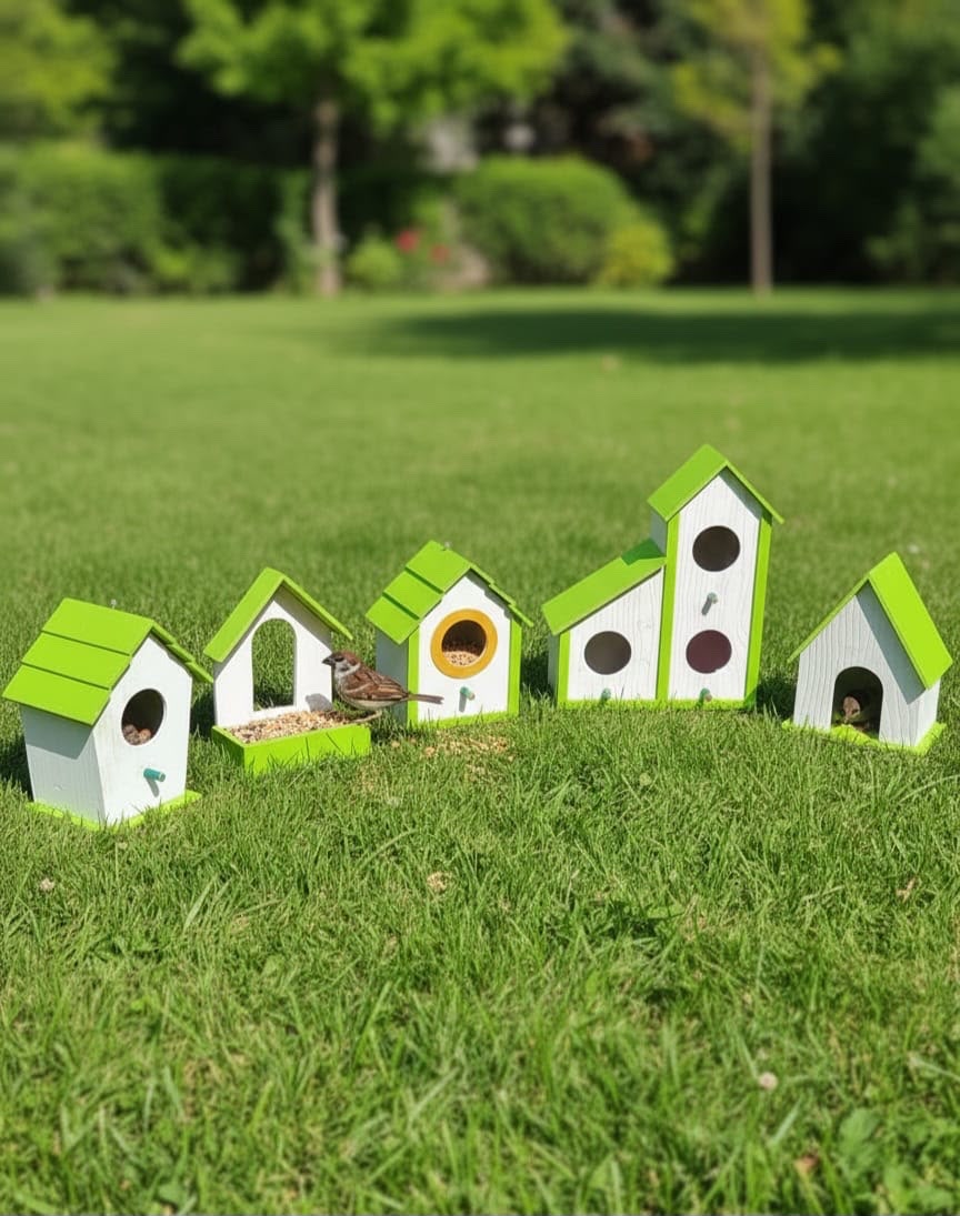 5-Piece Outdoor PVC Bird House Set