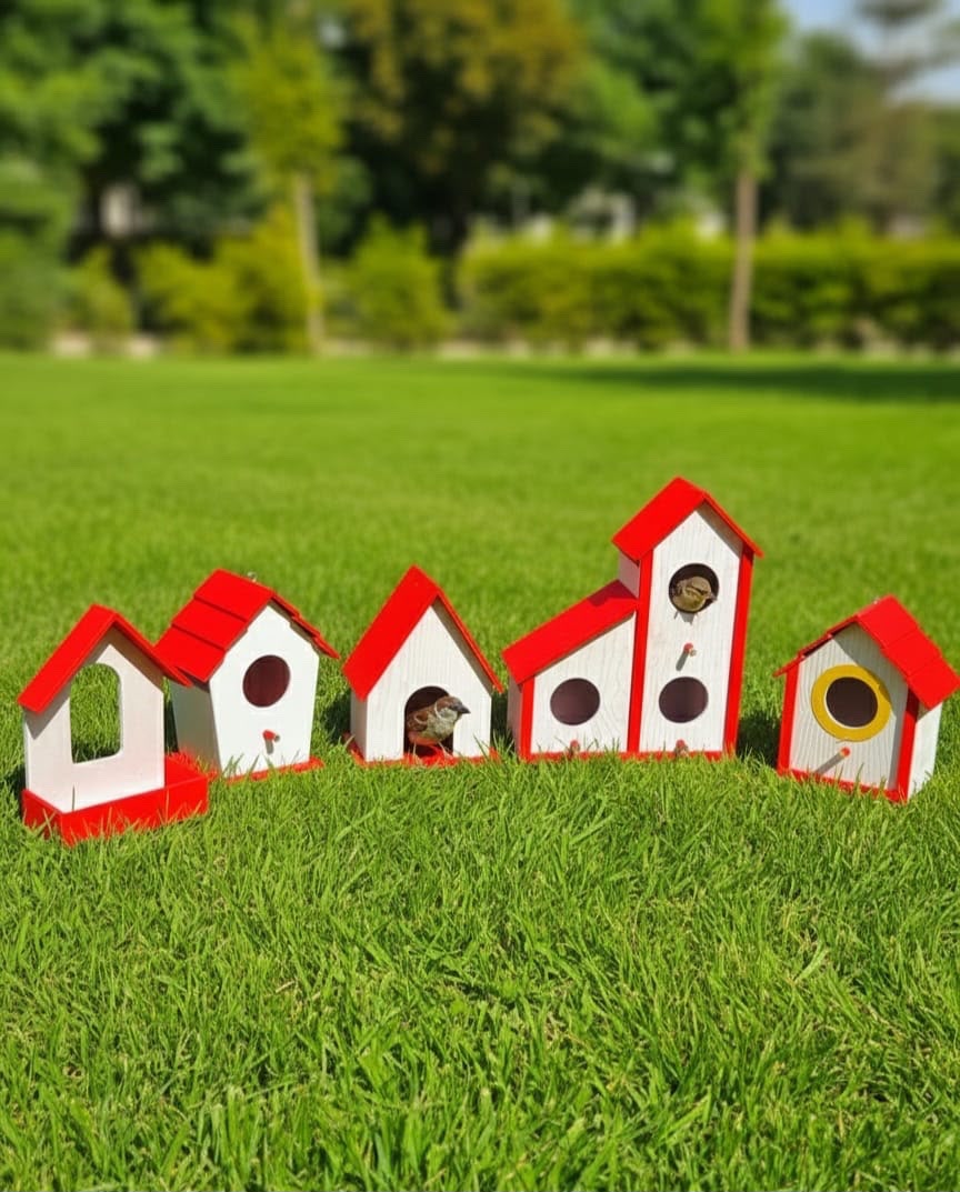 5-Piece Outdoor PVC Bird House Set