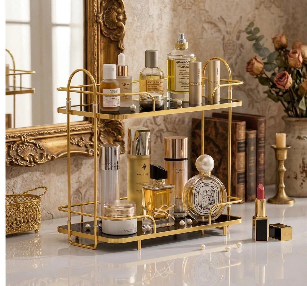 2-Tier Golden Rectangular Organizer