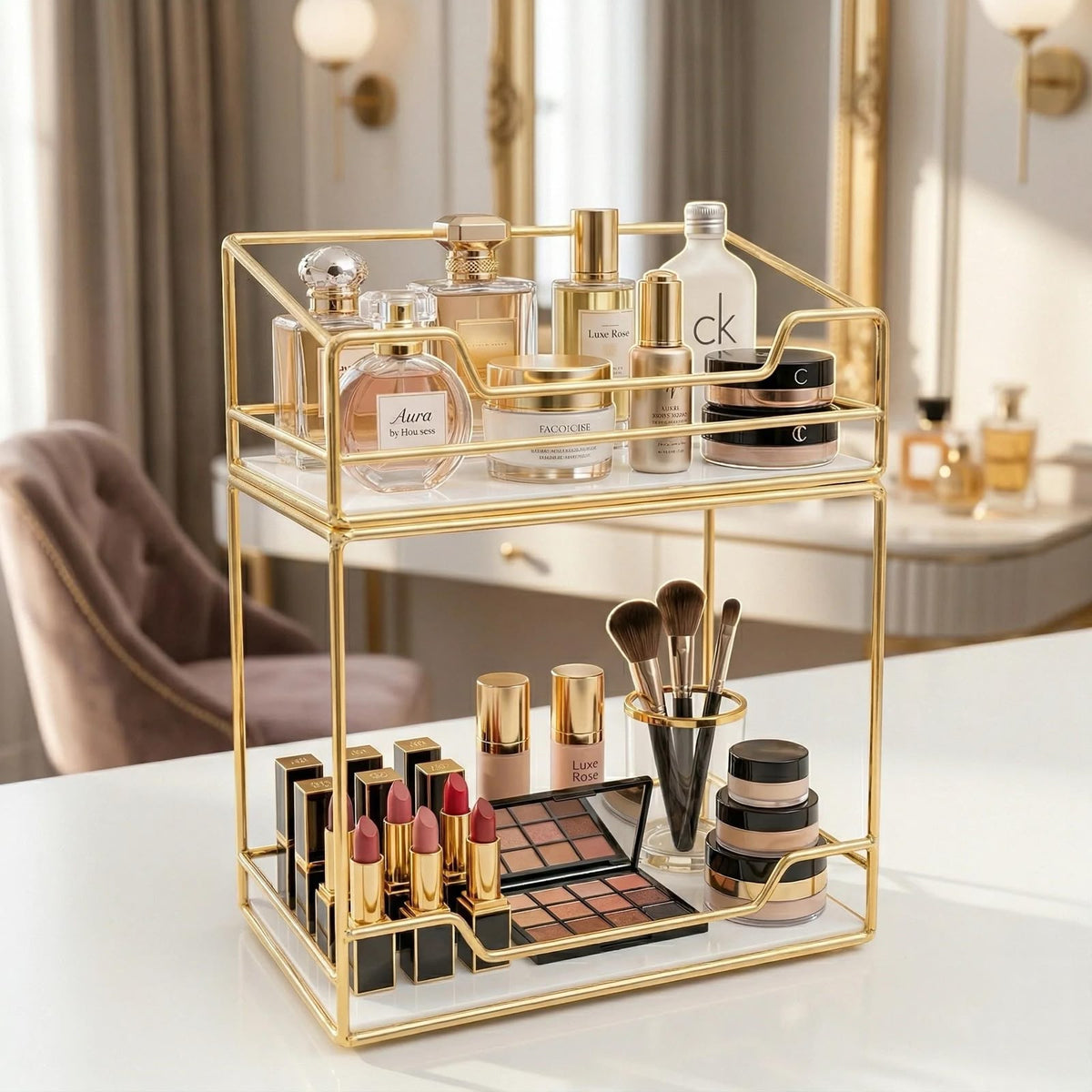 2-Tier Premium Gold Luxury Organizer