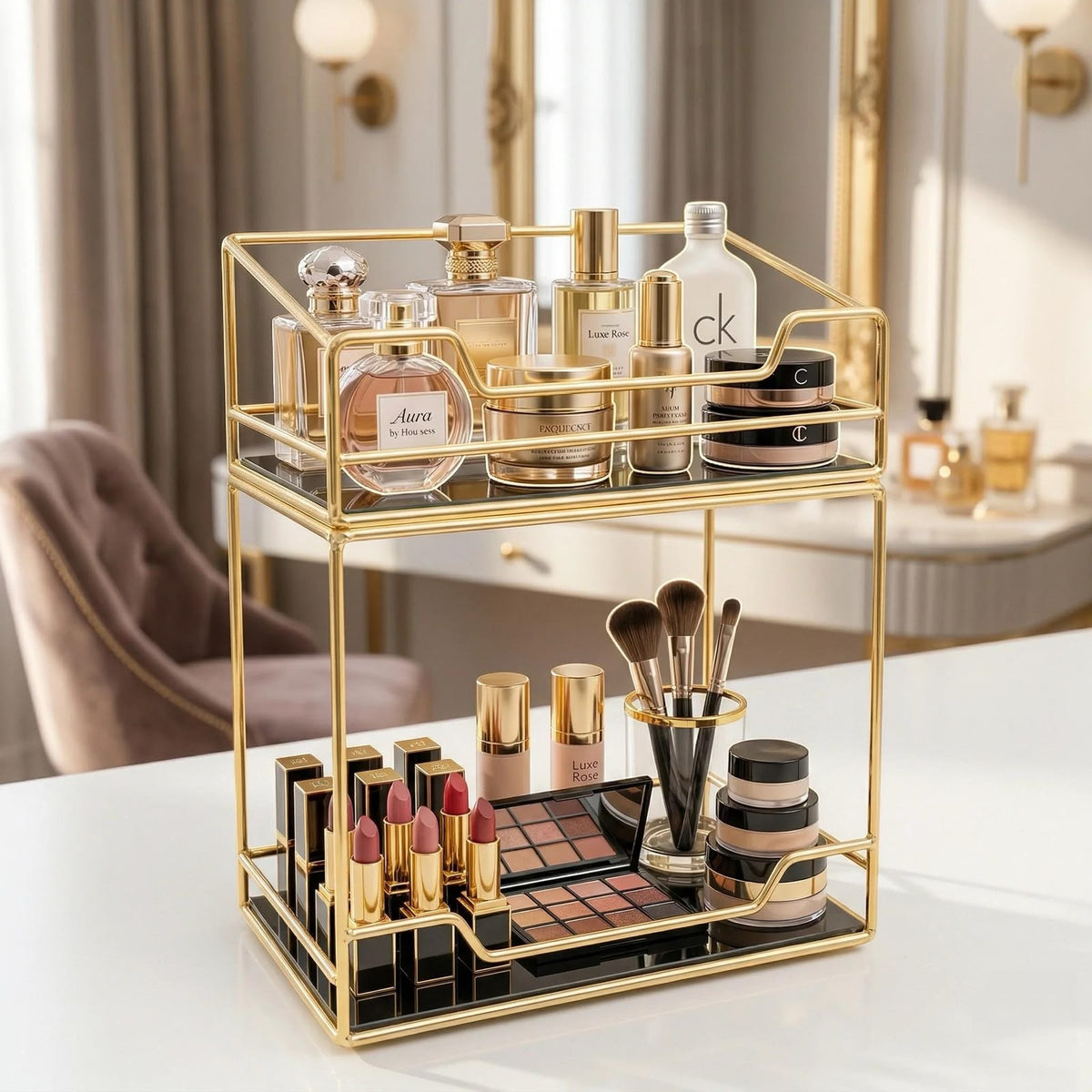 2-Tier Premium Gold Luxury Organizer
