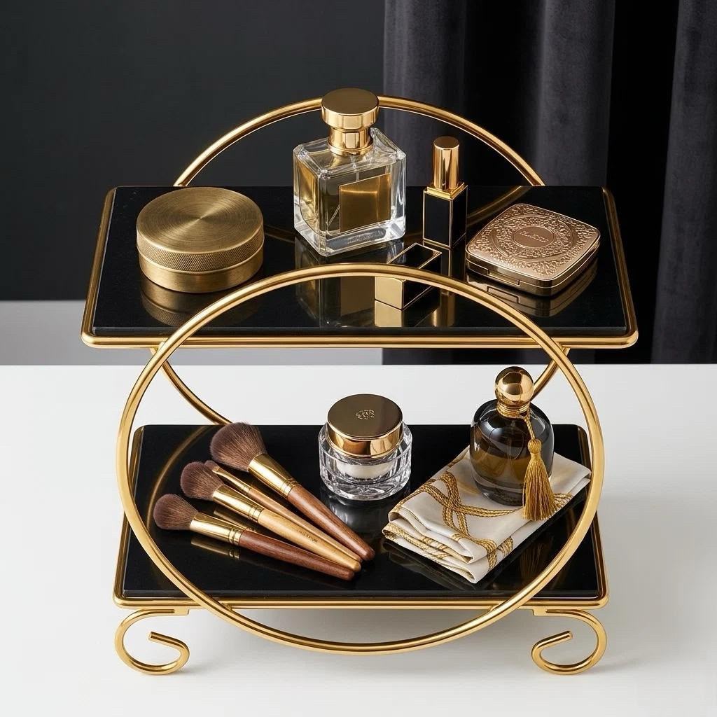 Cosmetic Storage Rack Makeup Stand Luxury 2-Tier
