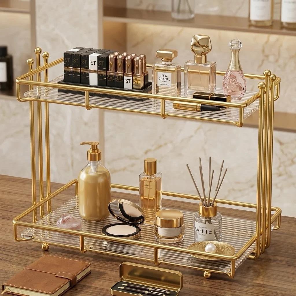 Double-Layer Cosmetic Shelf
