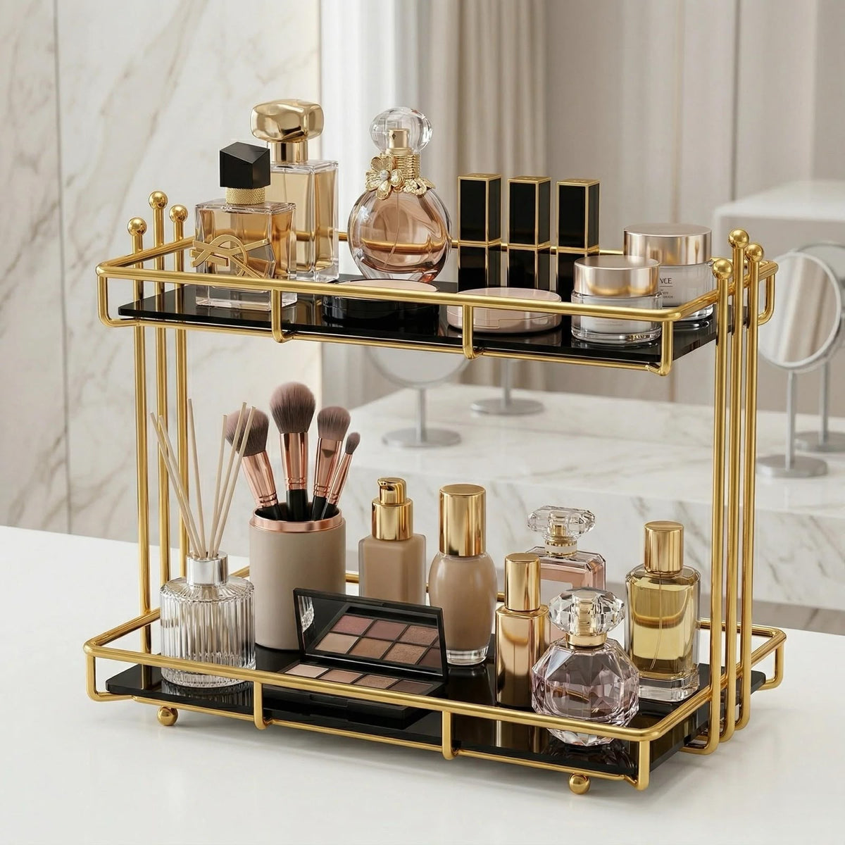 Double-Layer Cosmetic Shelf