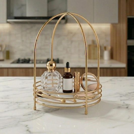 Elegant 1-Tier Metal Makeup Vanity Shelf