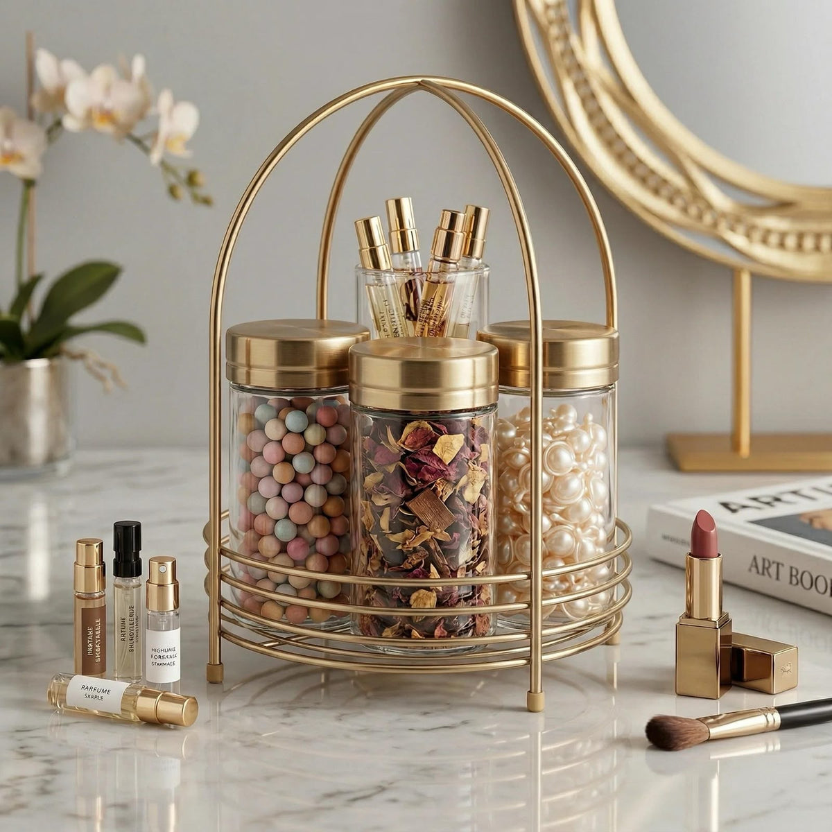 Elegant 1-Tier Metal Makeup Vanity Shelf