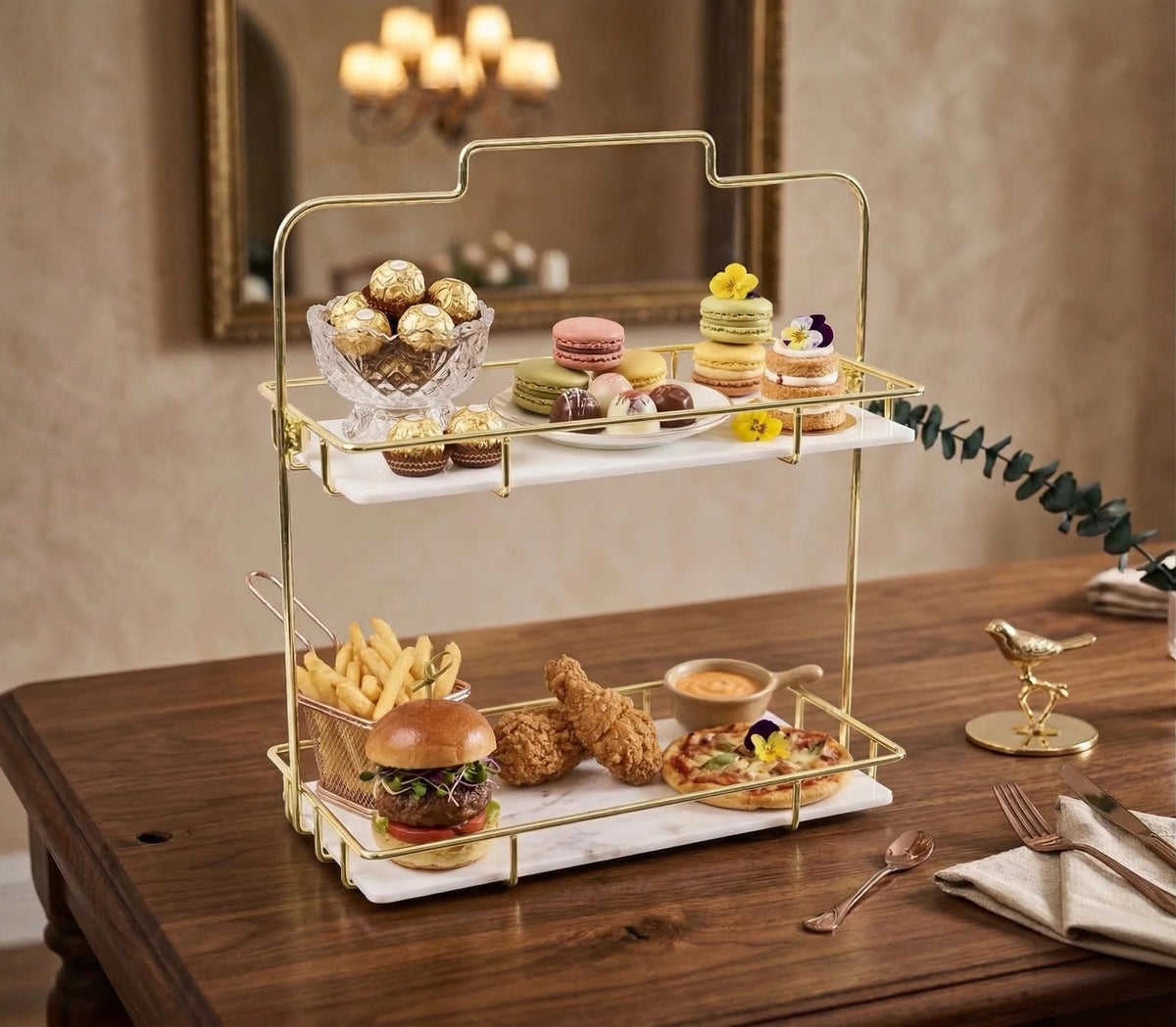 2-Tier Serving Tray – Modern Dining & Party Display Stand