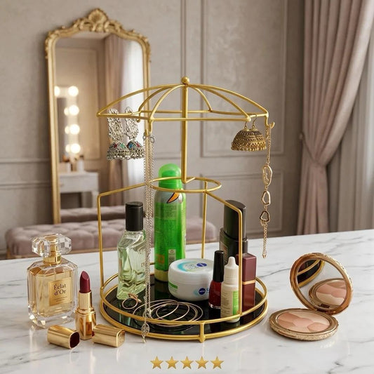 Luxurious 2-in-1 Cosmetic Organizer Umbrella Design