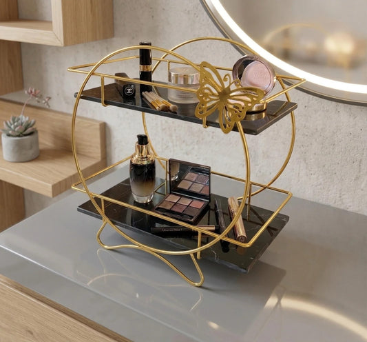 Luxury 2-Tier Butterfly Golden Vanity Rack