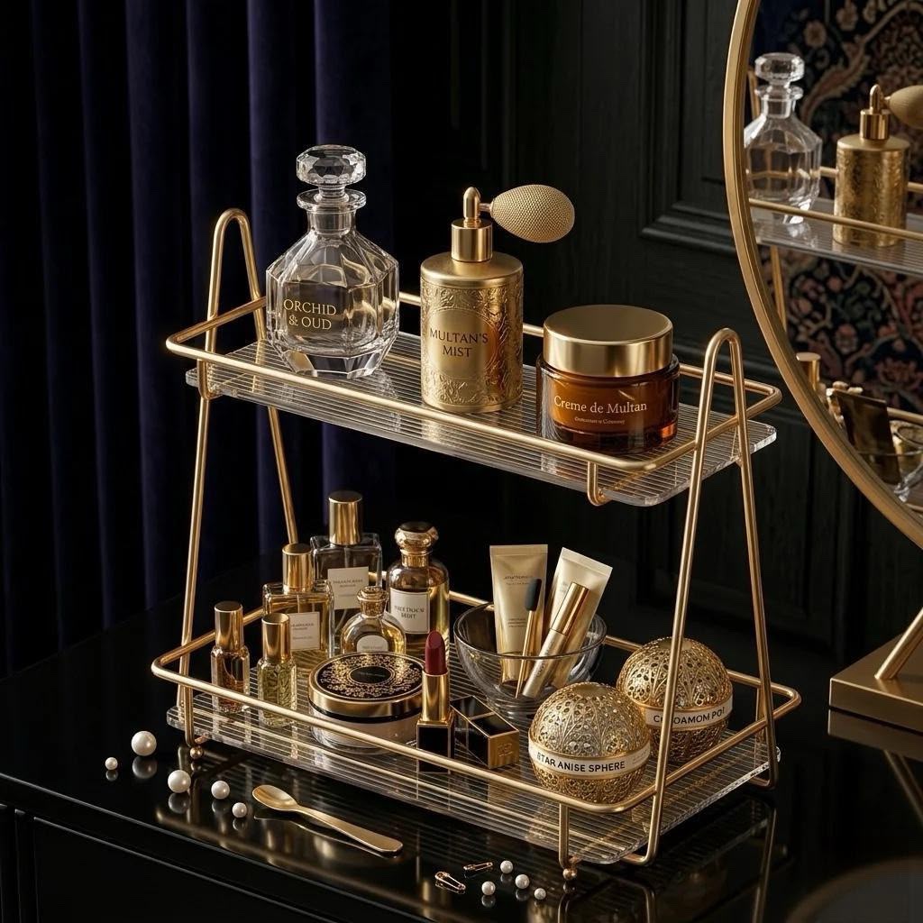 Luxury 2-Tier Gold Display Rack