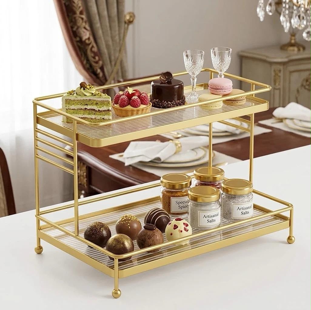 Luxury 2-Tier Gold Display Rack