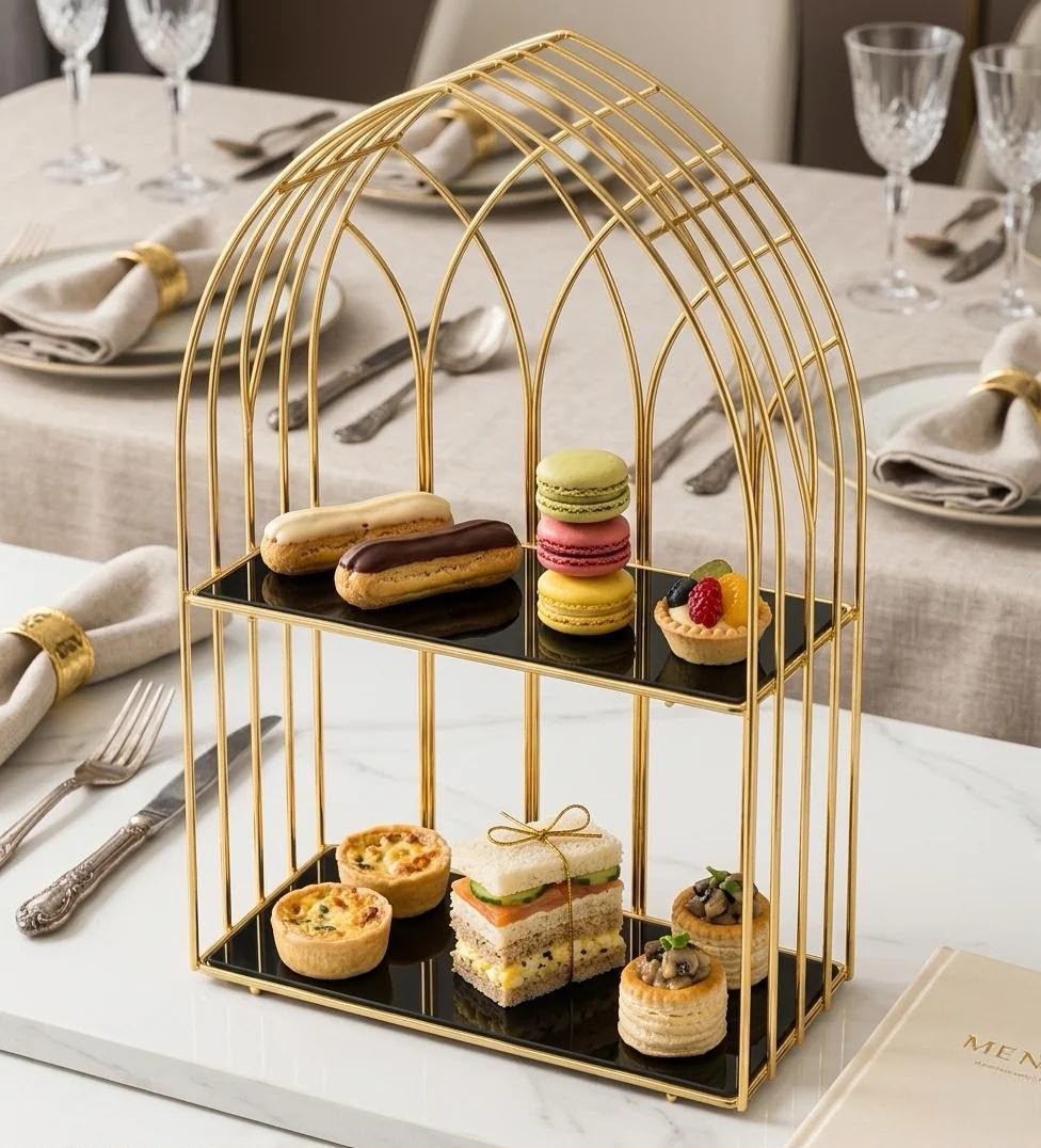 Luxury 2-Tier Gold Display Rack