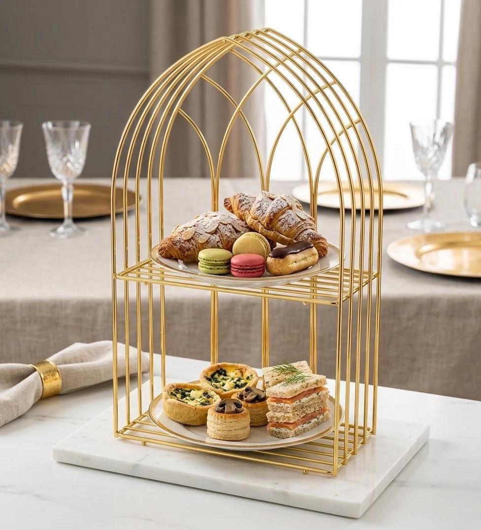 Luxury 2-Tier Gold Display Rack