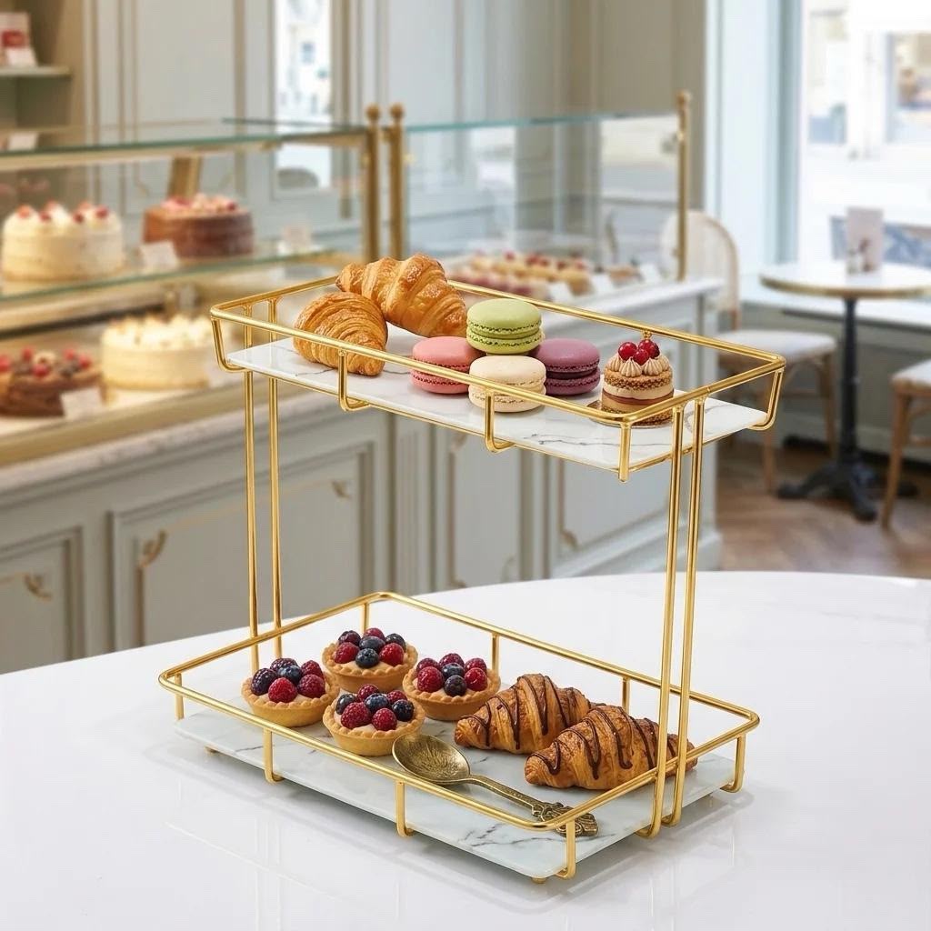 Luxury 2-Tier Gold Mecup Organizer Rack