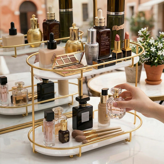 Luxury 2-Tier Golden Makeup Organizer