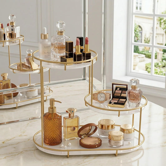 Luxury 3-Tier Step-Design Golden Organizer