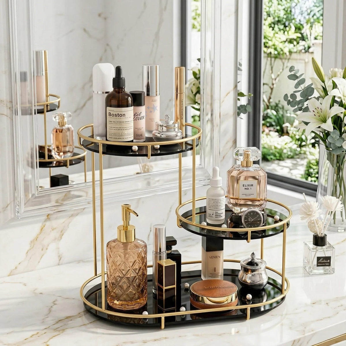 Luxury 3-Tier Step-Design Golden Organizer