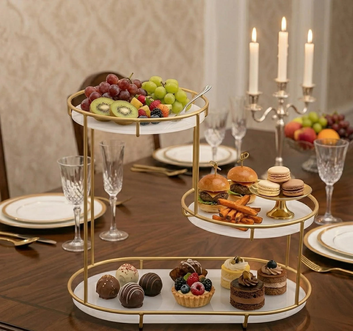 Luxury 3-Tier Step-Design Golden Organizer