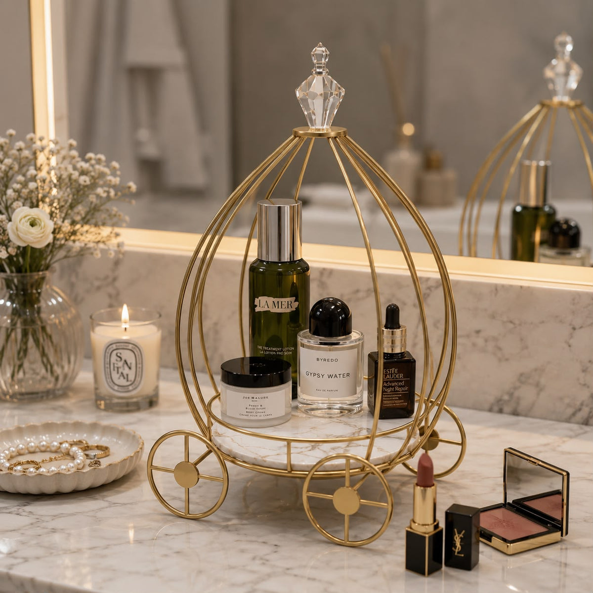 Luxury Golden Carriage Cosmetic Organizer
