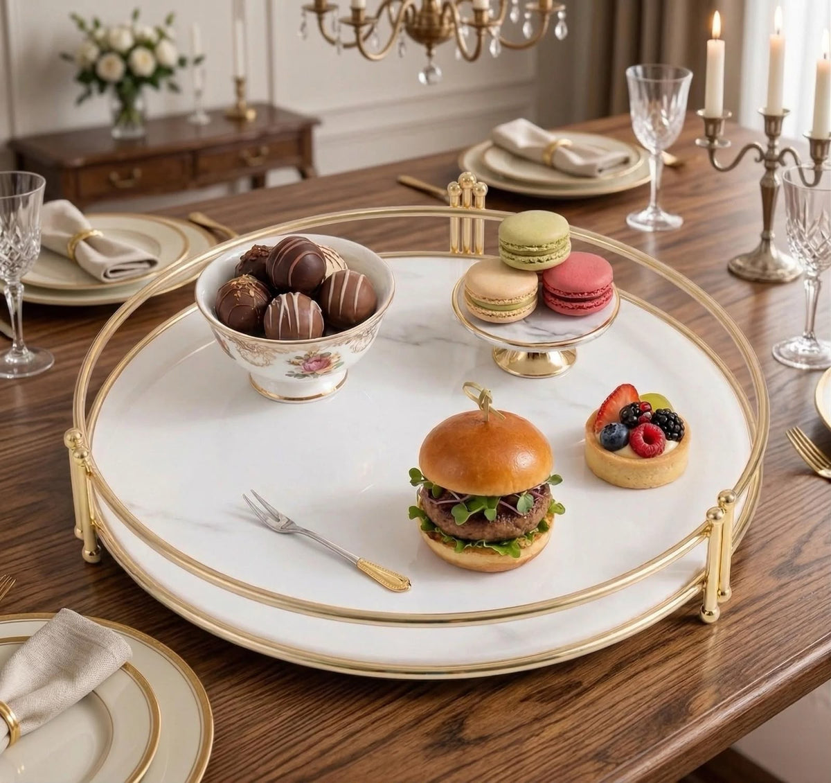 Luxury Round Golden Vanity Tray