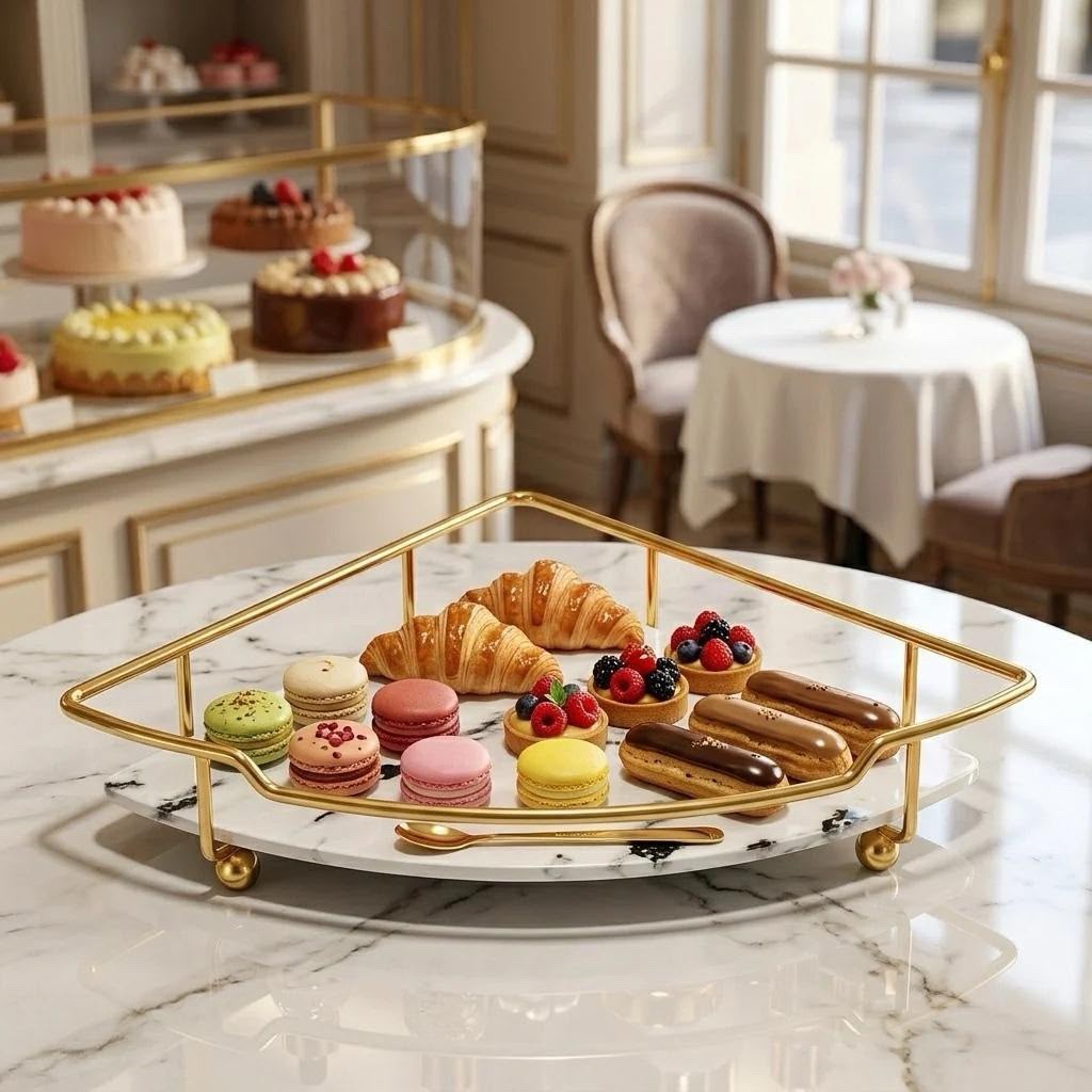 Luxury Single-Tier Gold Corner Display Shelf