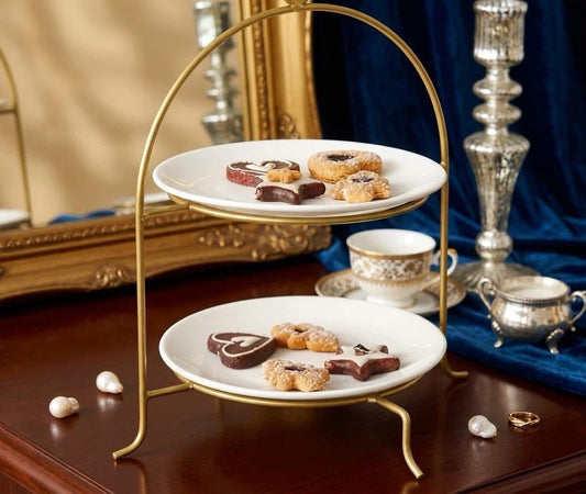 Luxury 2-Tier Gold Arch Serving Stand