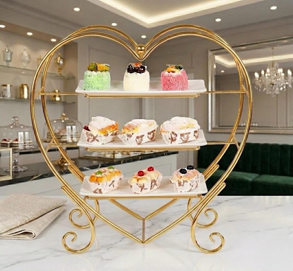 Luxury 3-Tier Heart-Shaped Serving Stand