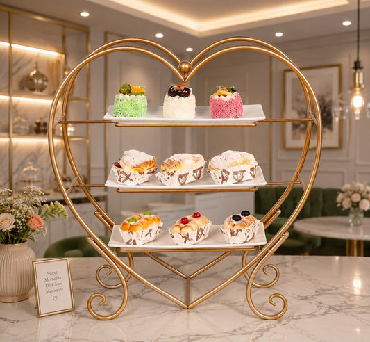 Luxury 3-Tier Heart-Shaped Serving Stand