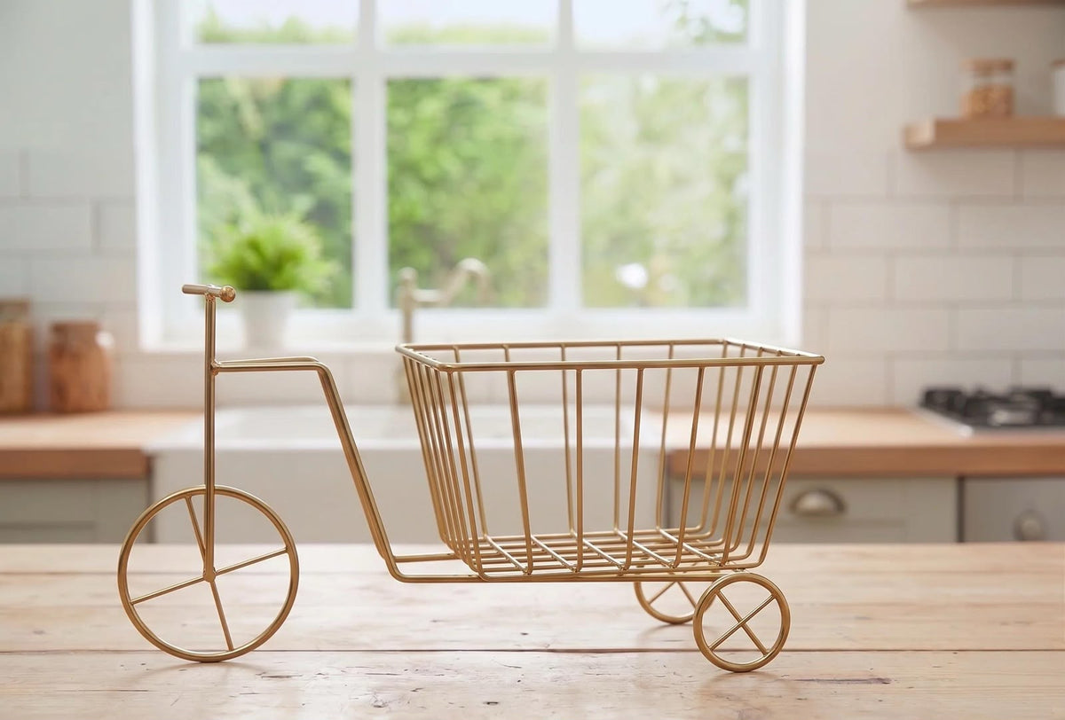 Luxury Bicycle Style Rectangular Metal Fruit Basket