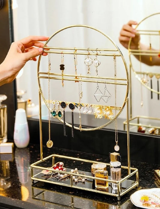 Premium 2-in-1 Round Gold Jewelry Rack