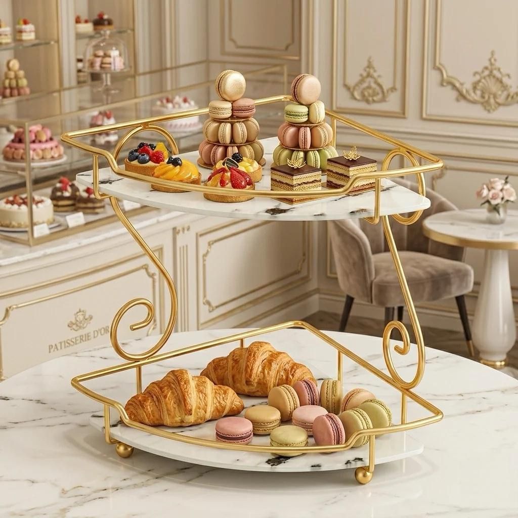 2-Tier Golden Corner Rack for cosmetic
