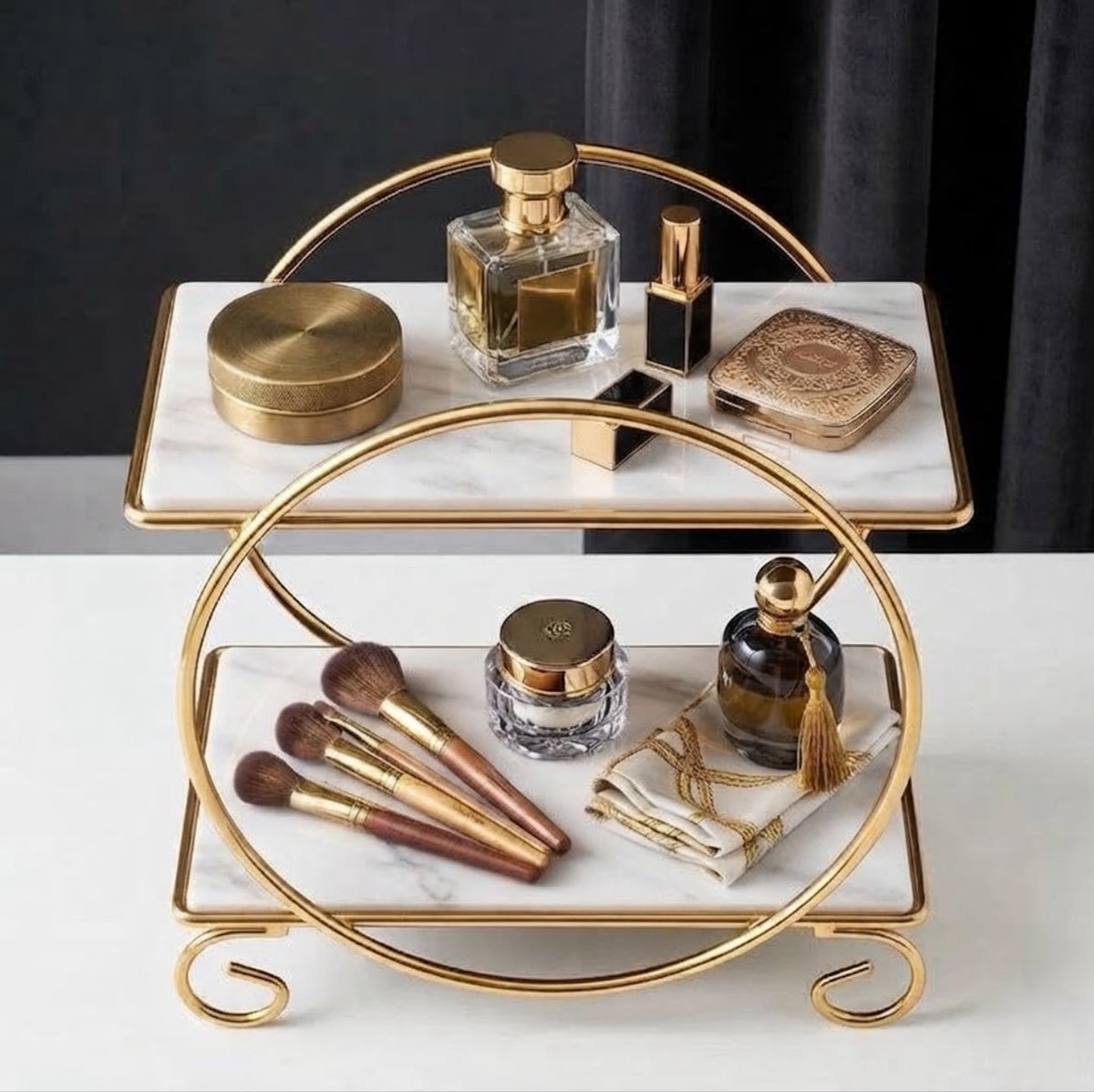 Cosmetic Storage Rack Makeup Stand Luxury 2-Tier
