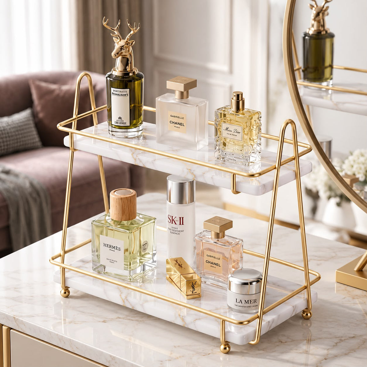 Luxury 2-Tier Gold Display Rack