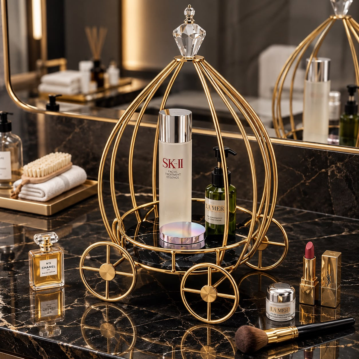 Luxury Golden Carriage Cosmetic Organizer