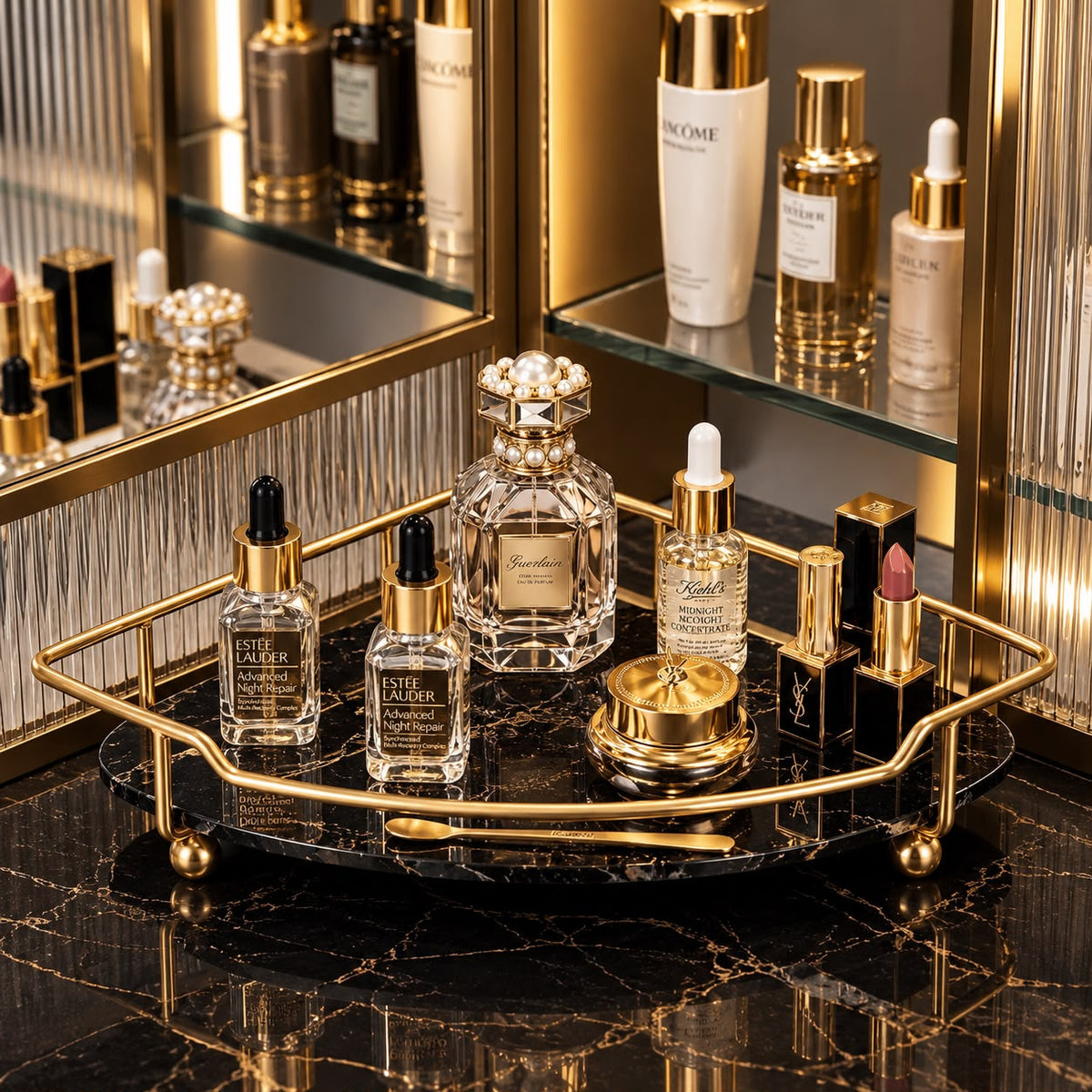Luxury Single-Tier Gold Corner Display Shelf